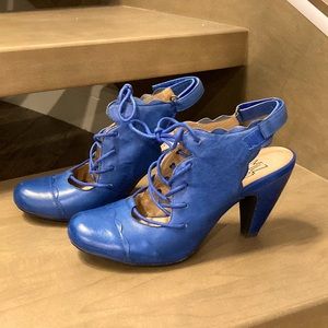 Miz Mooz almond toe lace up heels.